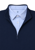 Quarter Zip w/ Built in Polo | Light Blue Striped