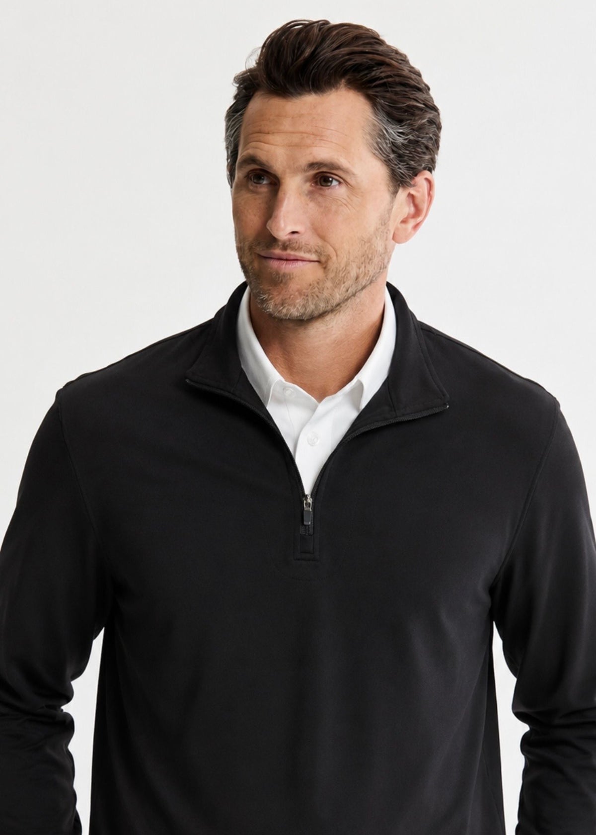 Quarter Zip w/ Built in Polo Collar | Black