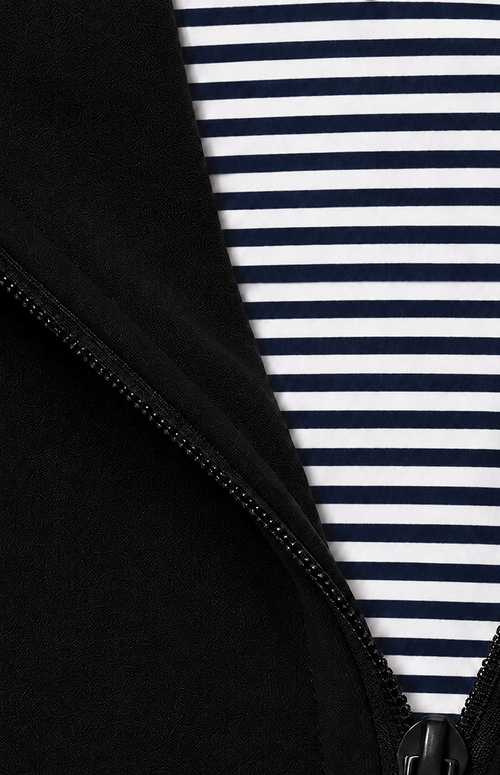 Quarter Zip w/ Built in Polo Collar | Moody Blue Striped