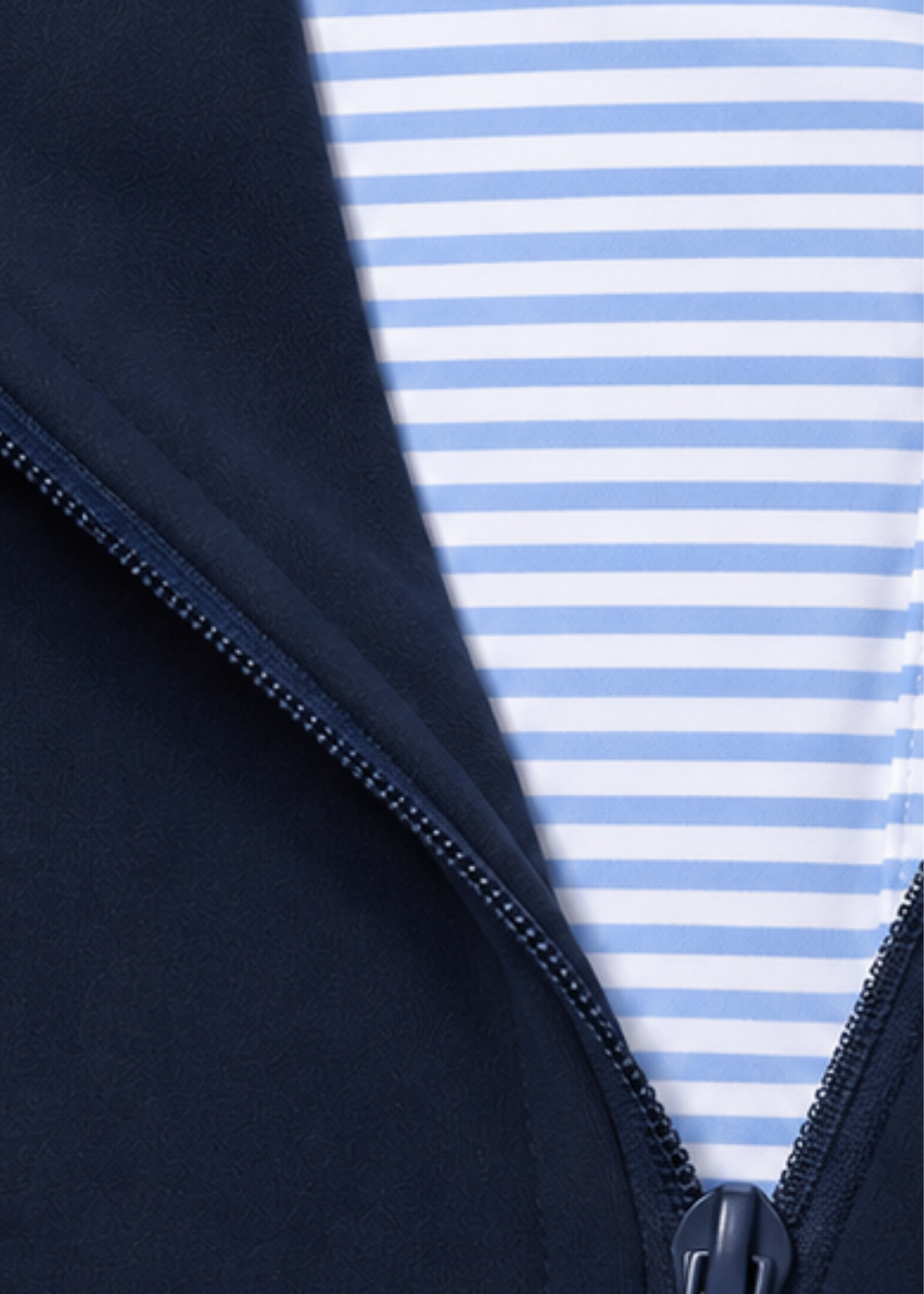 Quarter Zip w/ Built in Polo | Light Blue Striped