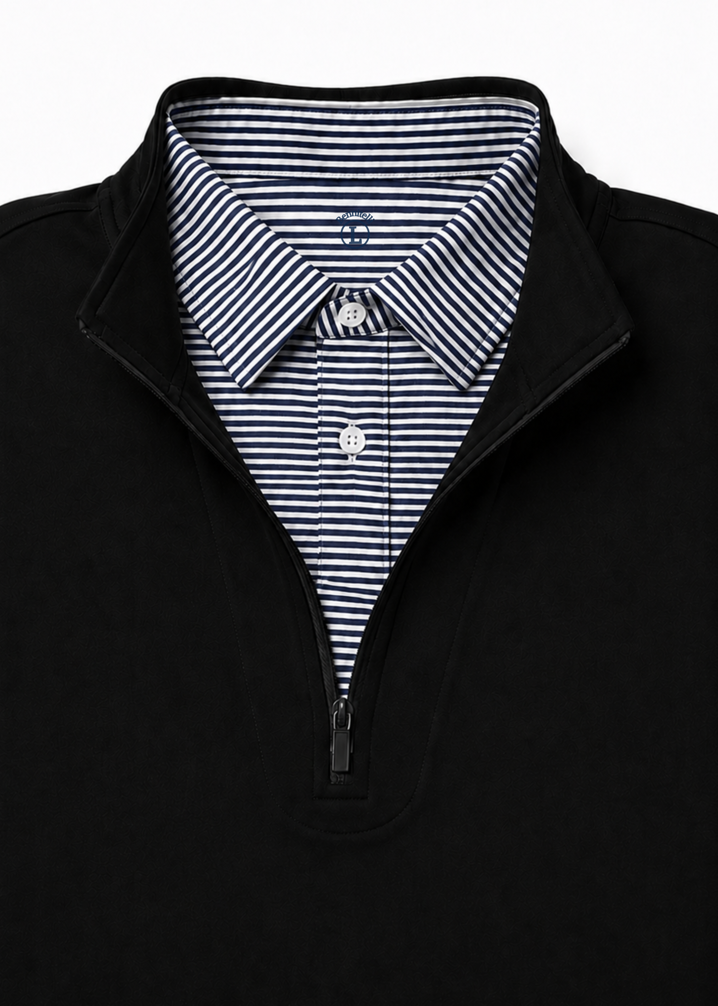 Quarter Zip w/ Built in Polo | Moody Blue Striped
